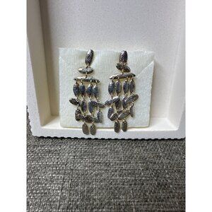 Trendsetter Dangling Pierced Earrings Silver Tone Cascading Leaf Design Fashion